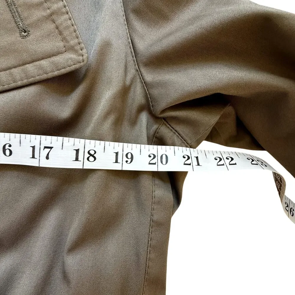 VTG 60s Poland Trench Coat Mens 40 US M Dark Khaki Check Lining Belted